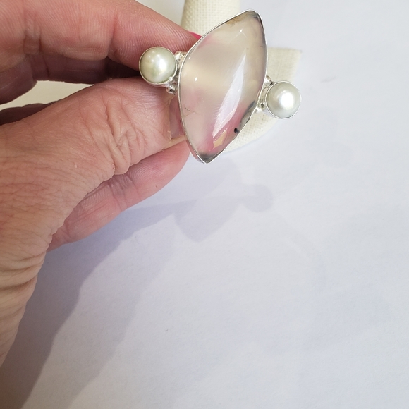 Handmade Chalcedony Peral Gem 925 Ring - Picture 10 of 11